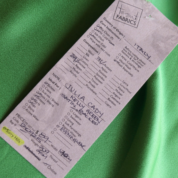 Remnant of Julia Cady Kelly Green Satin-Backed Crepe