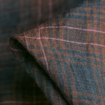 Byron Check Nut/Black/Pink Linen Gauze