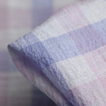 Isla Lilac Check Crinkle Linen
