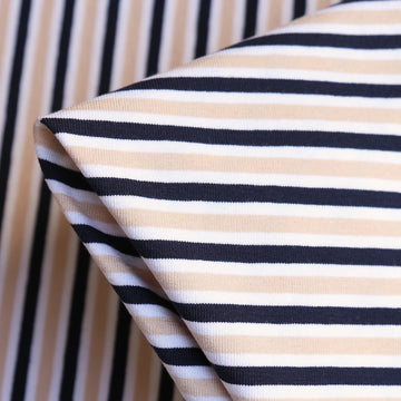 Duo Stripe Beige/Navy Jersey