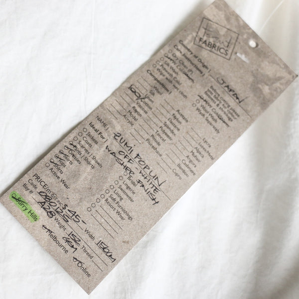 Zumi Poplin Off White - Washer Finish