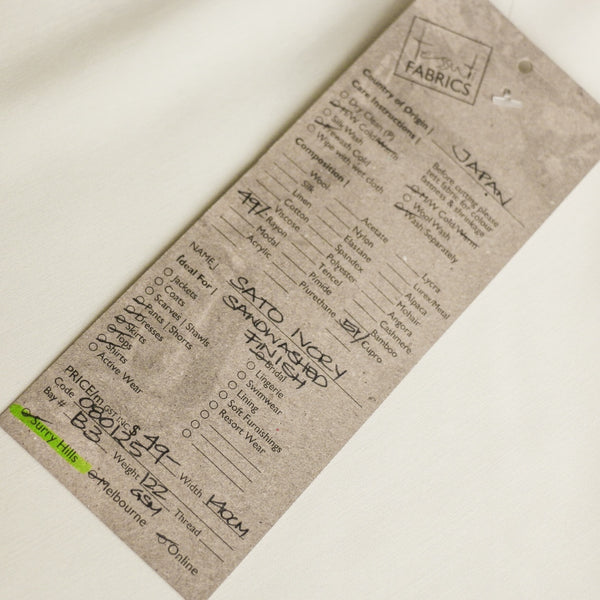Sato Ivory Rayon/Cupro Sandwashed Finish