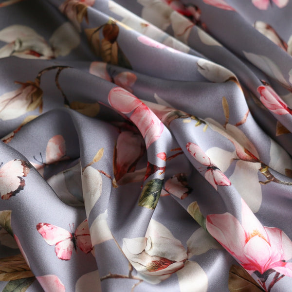 Misty Fleur Silk Satin