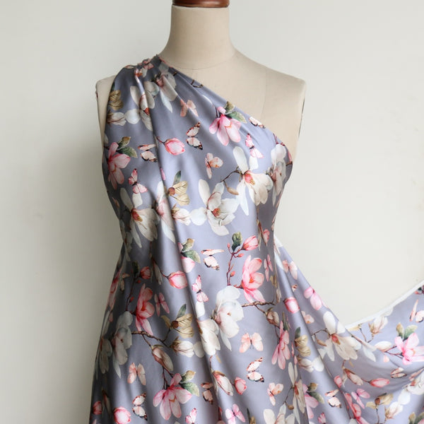 Misty Fleur Silk Satin