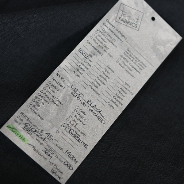 Lido Black Stonewashed Linen