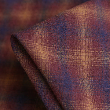Miyuki Brown Wool Gauze Tartan