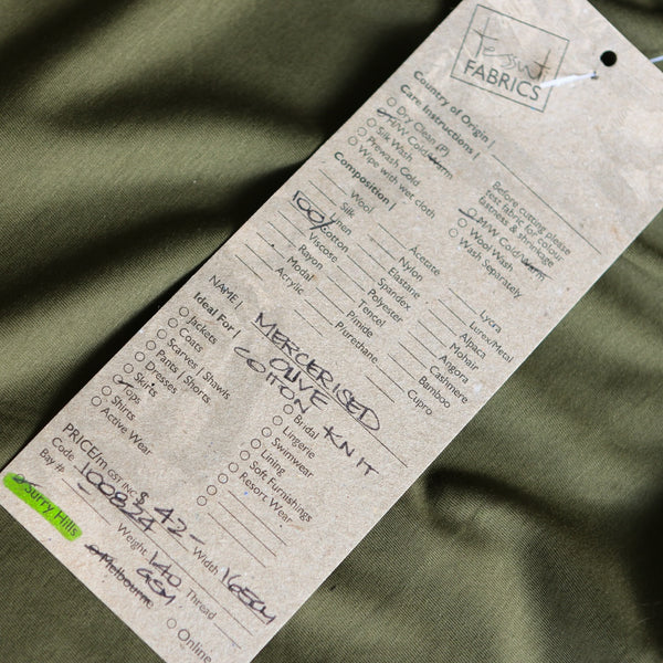 Mercerised Olive Cotton Knit