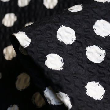 Polka Dot Black Seersucker Cotton