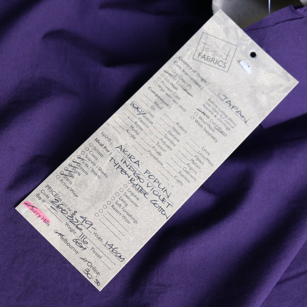 Akira Poplin Indigo Violet - Typewriter Cotton - Washer Finish