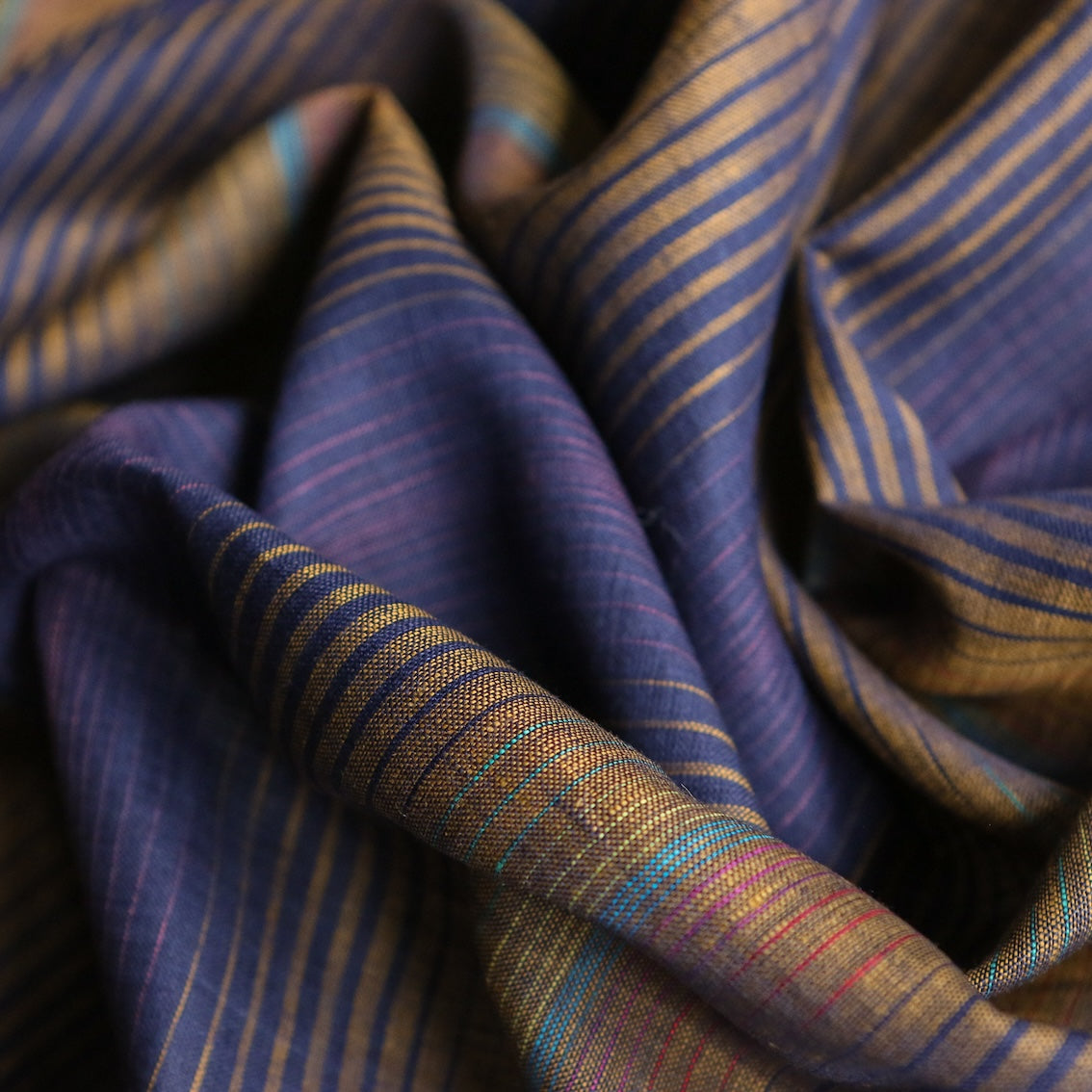 Copper/Dusk Multi Stripe Linen