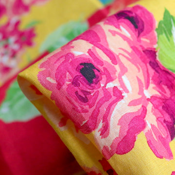 Sherbet Peonies Printed Linen