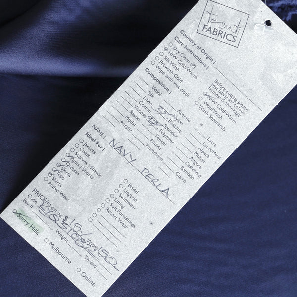 Perla Navy Stretch Lining