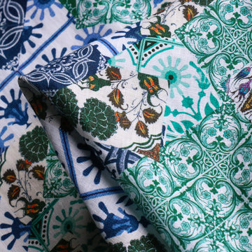 Porto Mosaic Printed Linen