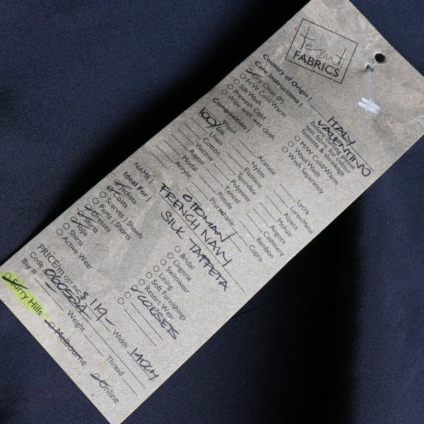 Ottoman French Navy Silk Taffeta