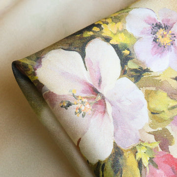 Tea Rose Shadow - Silk/Wool Border Print