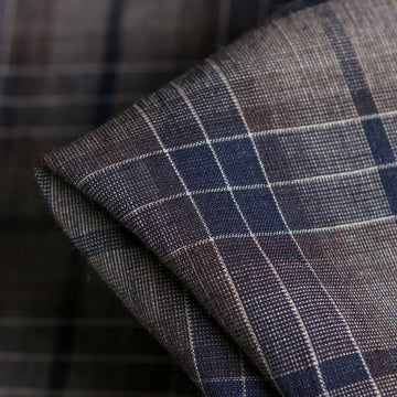 Mia Navy Check Linen/Viscose Blend