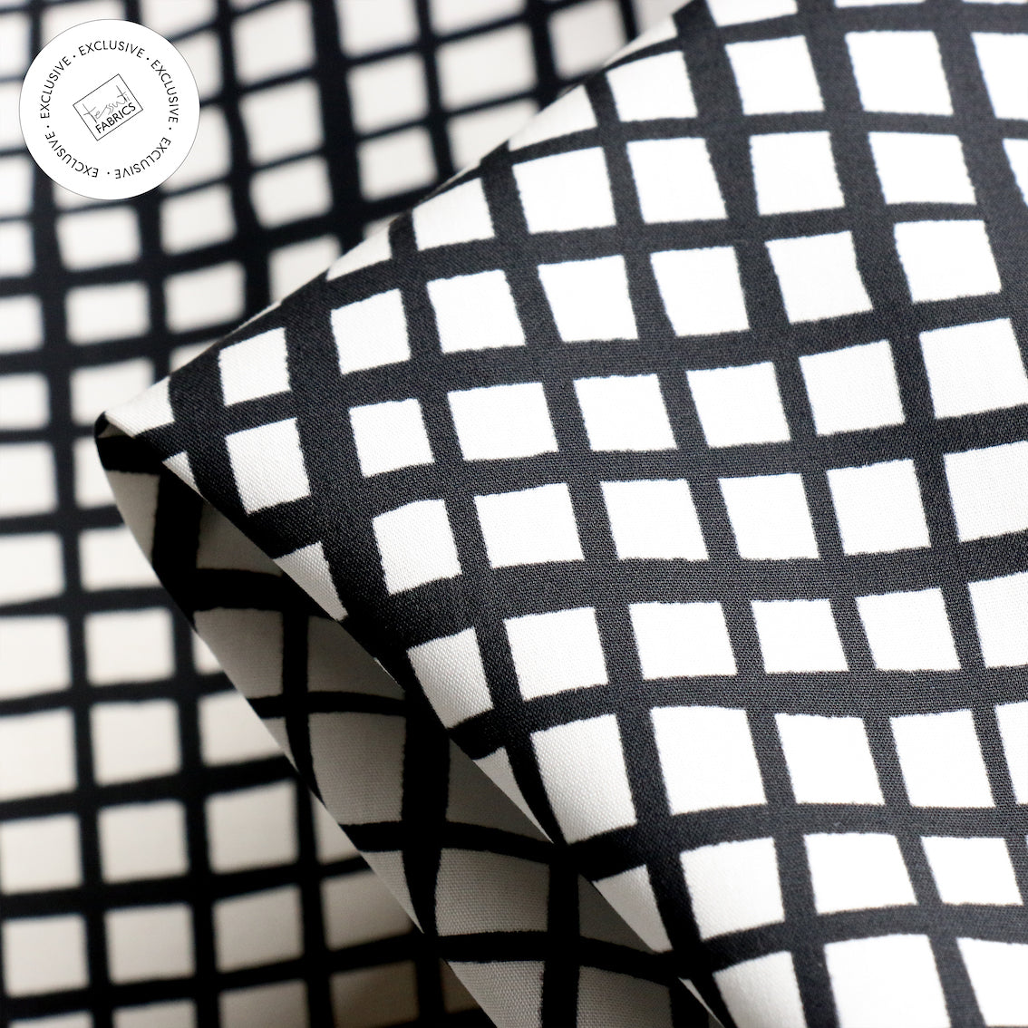 Tangled Check Black/White Cotton Poplin