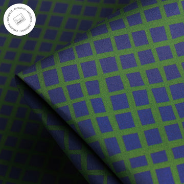 Tangled Check Blue/Green Cotton Poplin