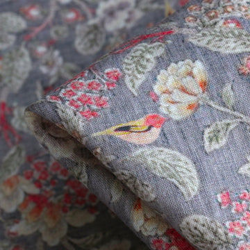 Earl Grey Meadow Washed Printed Linen