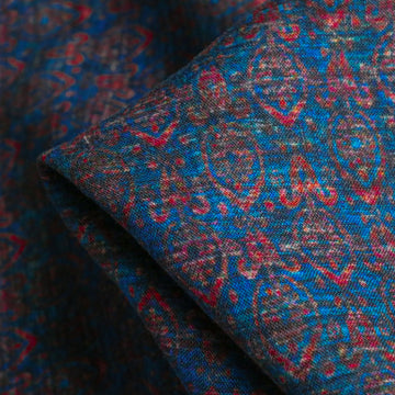 Fez Mosaic Indigo/Rust Washed Printed Linen