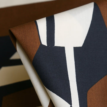 Geometric Tan Cotton Poplin