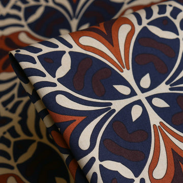 Raglan Navy - Stretch Cotton Poplin - Border Print