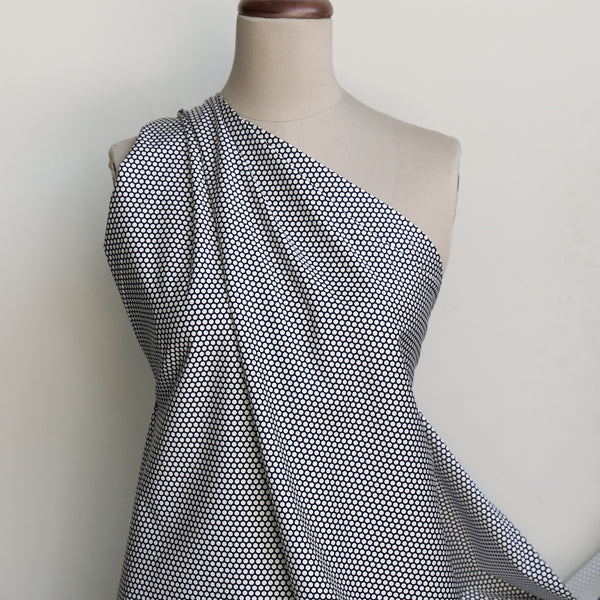 Mini Nero Pois - Stretch Cotton Sateen