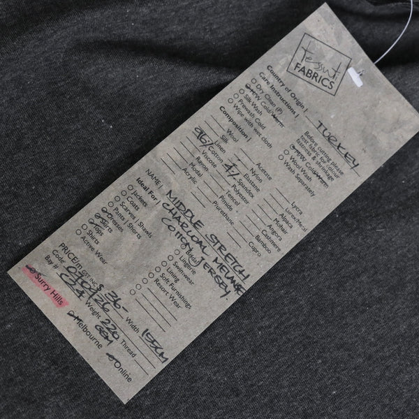 Middle Stretch Charcoal Melange Cotton Jersey