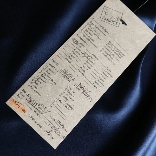 Nikki Navy Stretch Silk Satin