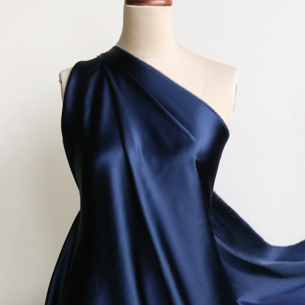 Nikki Navy Stretch Silk Satin