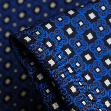 Bordo Blu Viscose - Border Print