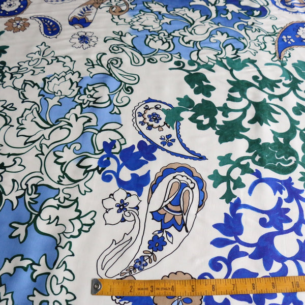 Ombre Blue Paisley Silk/Viscose Satin