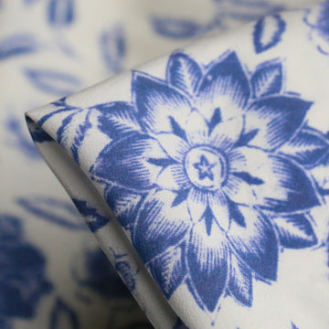 Blooms In Porcelain Silk Crepe De Chine