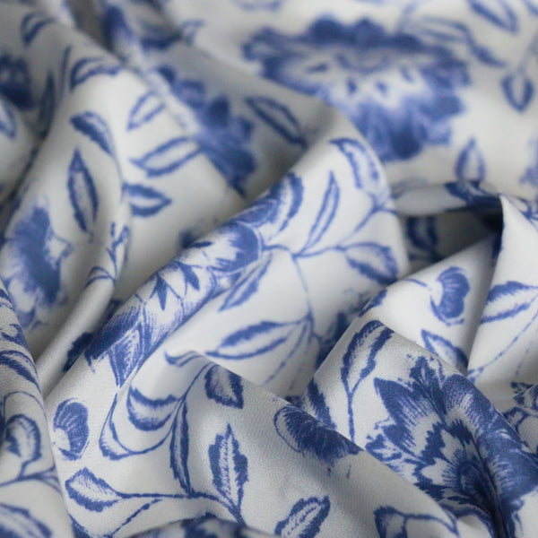 Blooms In Porcelain Silk Crepe De Chine