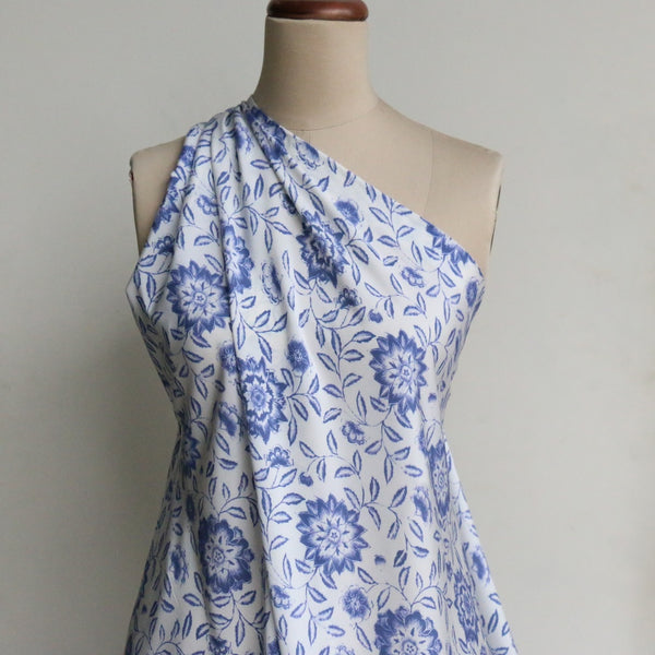 Blooms In Porcelain Silk Crepe De Chine