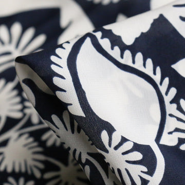 Botanica in Navy Silk Crepe De Chine