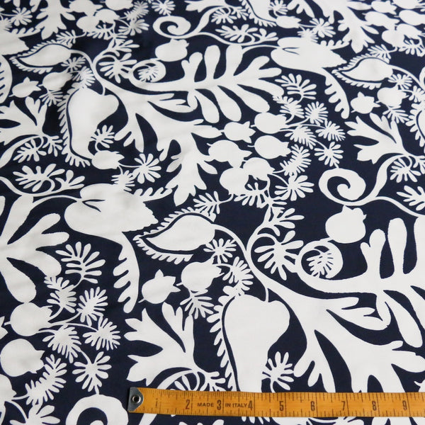 Botanica in Navy Silk Crepe De Chine