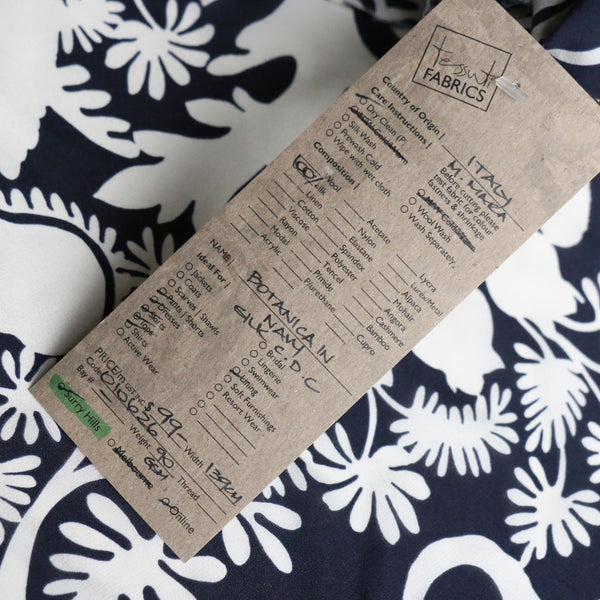 Botanica in Navy Silk Crepe De Chine