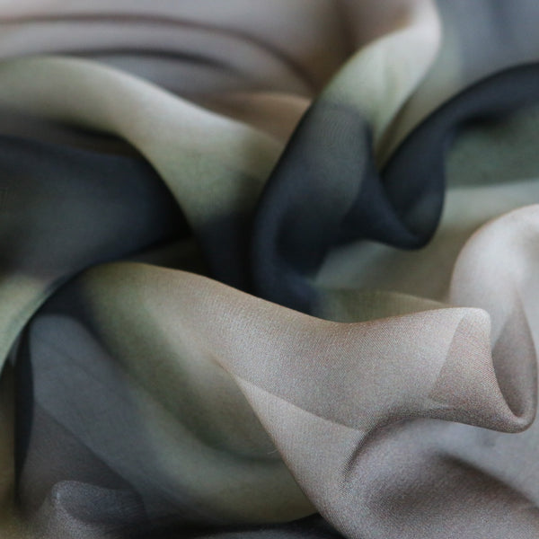 Ombre Check Nero Silk Georgette