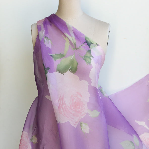 Rosette's On Lilac - Silk Organza
