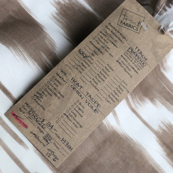 Ikat Taupe Cotton Voile