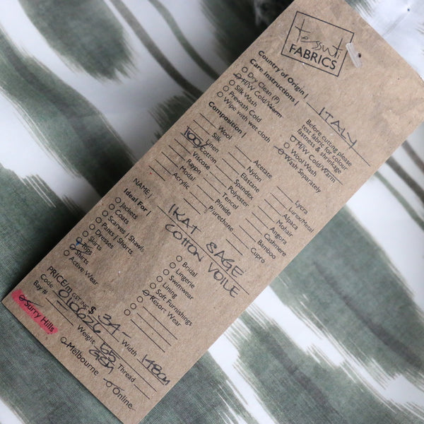 Ikat Sage Cotton Voile