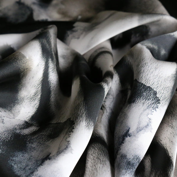 Ink Blossom Silk Satin