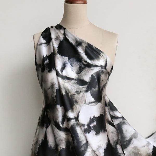 Ink Blossom Silk Satin