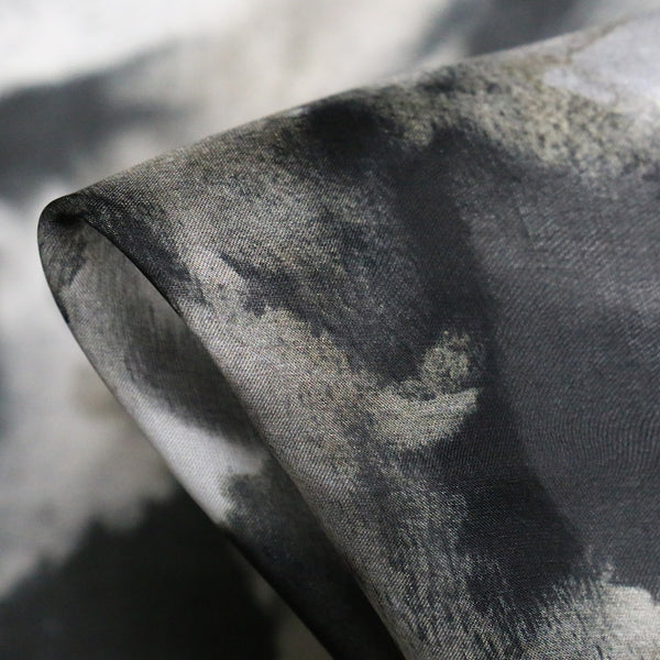 Ink Blossom Silk Chiffon