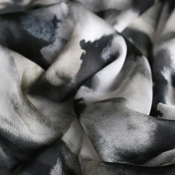 Ink Blossom Silk Chiffon