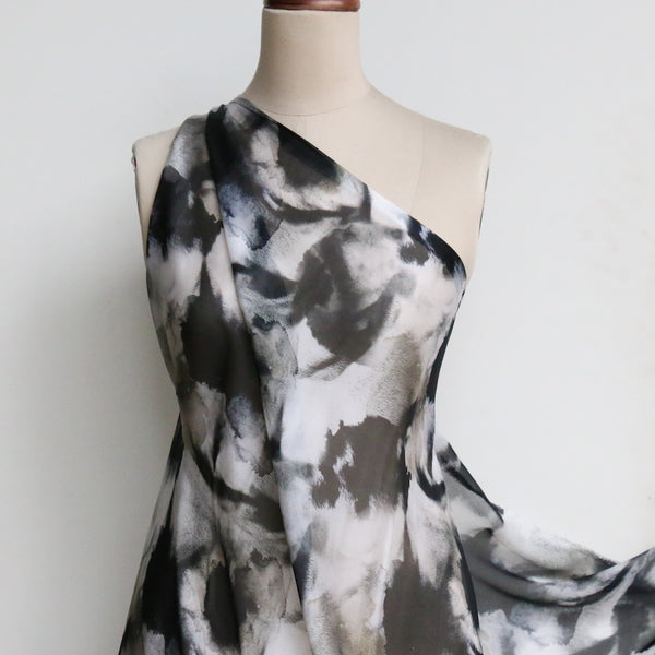 Ink Blossom Silk Chiffon
