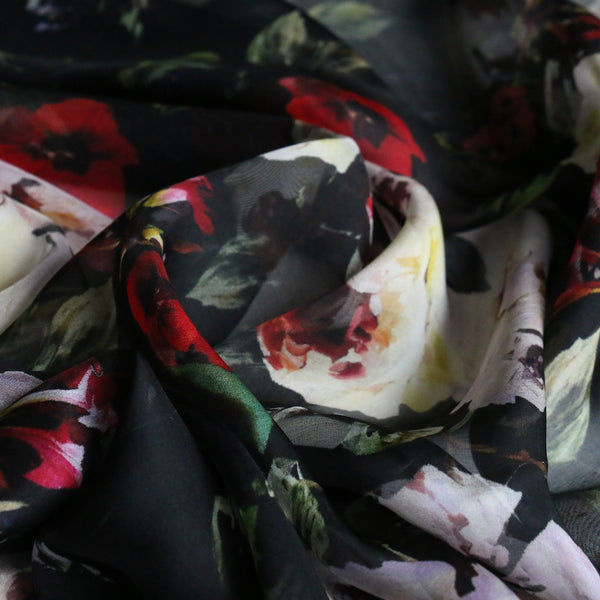 Bouquet Noir Silk Chiffon