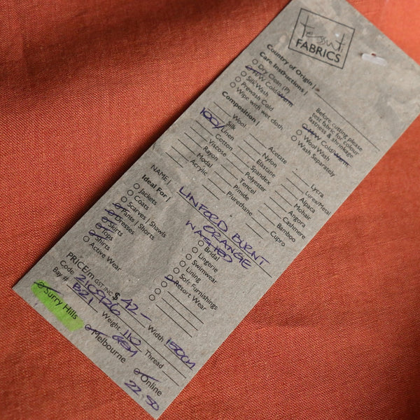 Linford Burnt Orange Washed Linen