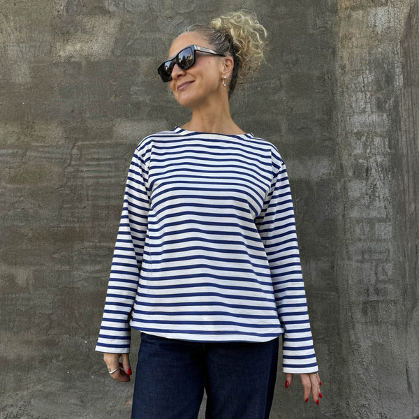 Shikku Stripe Off White/Bluette